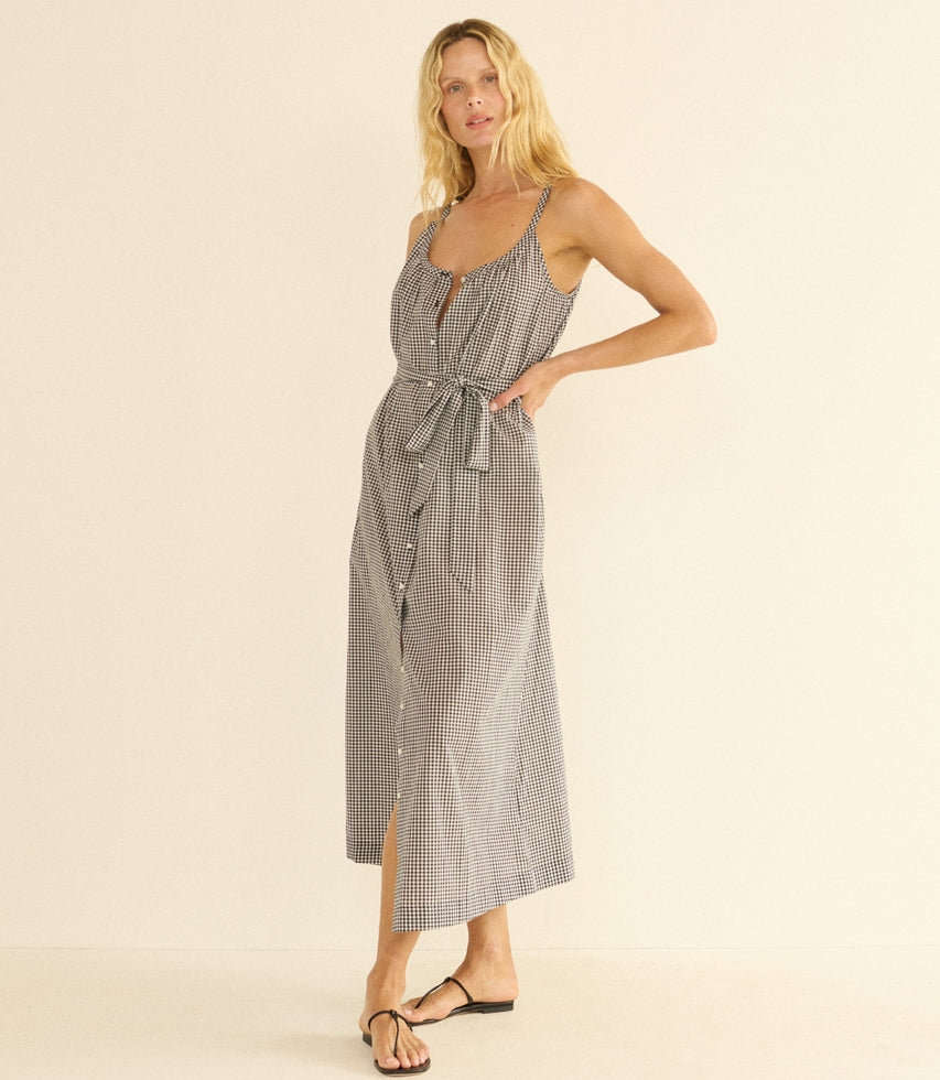 NEVITA DRESS -- NOIR LA MADDALENA GINGHAM