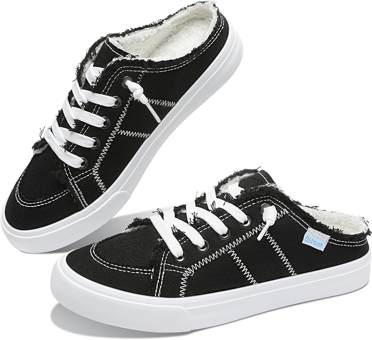 Black Faux Fur Slip-On DI54