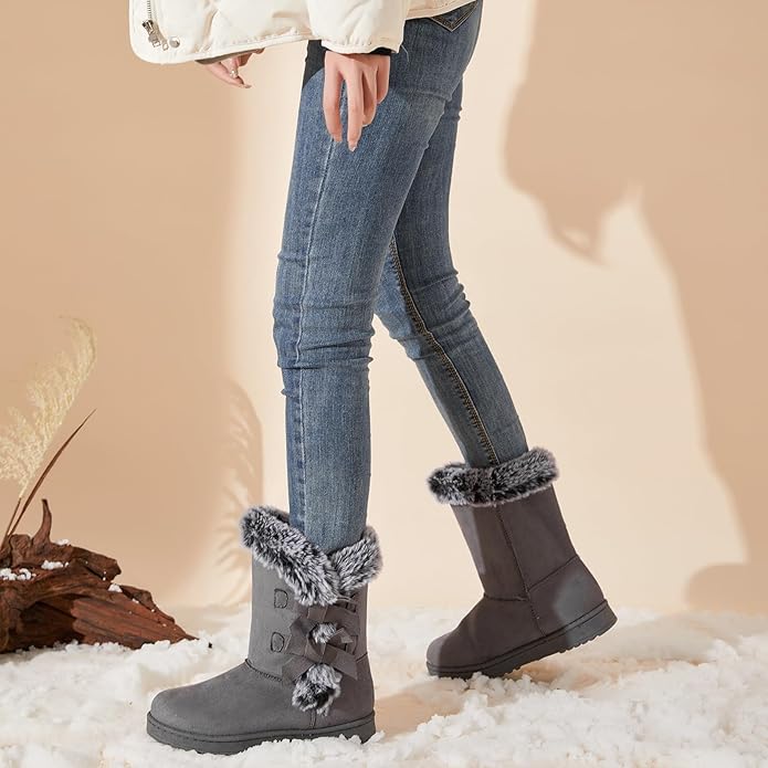 Mid-calf Grey Snow Boots DI85 - Image 2
