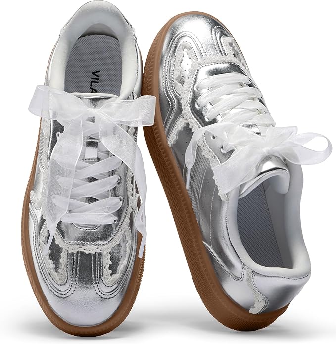 Sliver Lace Detail Fashion Sneakers DI98