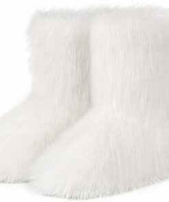 White Faux Fur Boots DI69