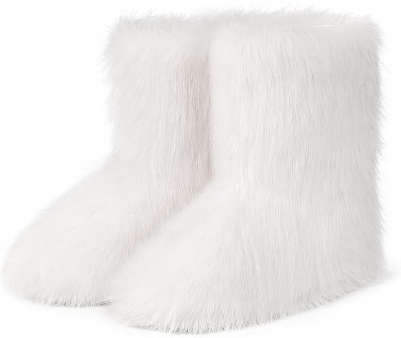 White Faux Fur Boots DI69