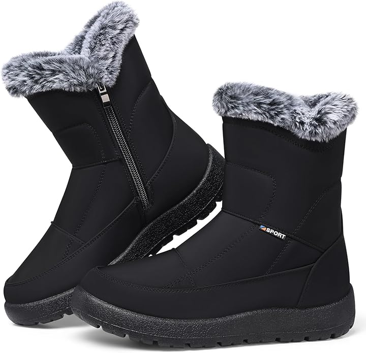 Women's Black Snow Boots DI77